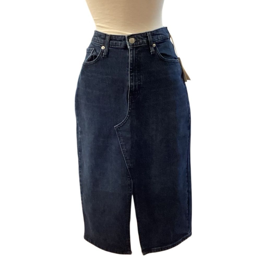 NWT A New Day Denim Midi Skirt Front Slit Size 8